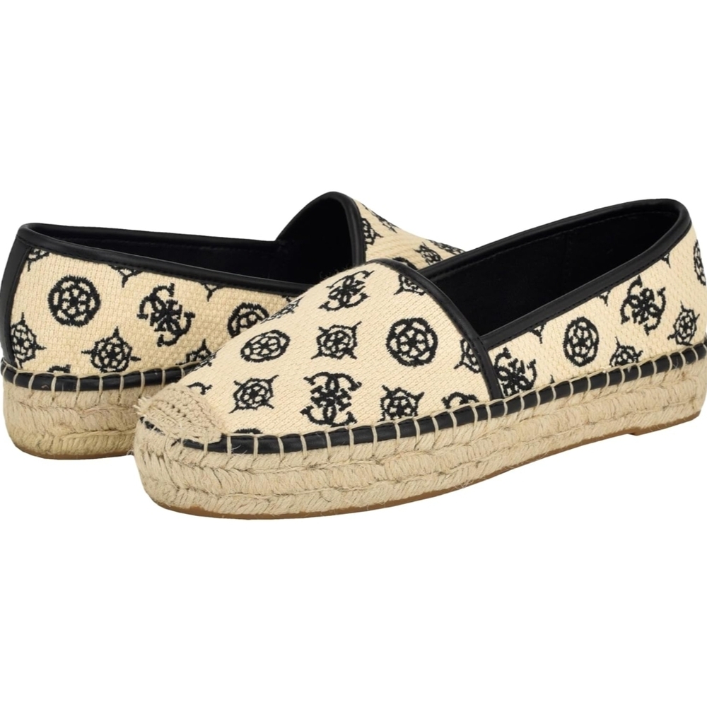 Guess Print Espadrilles - Black and Cream. Size 8M